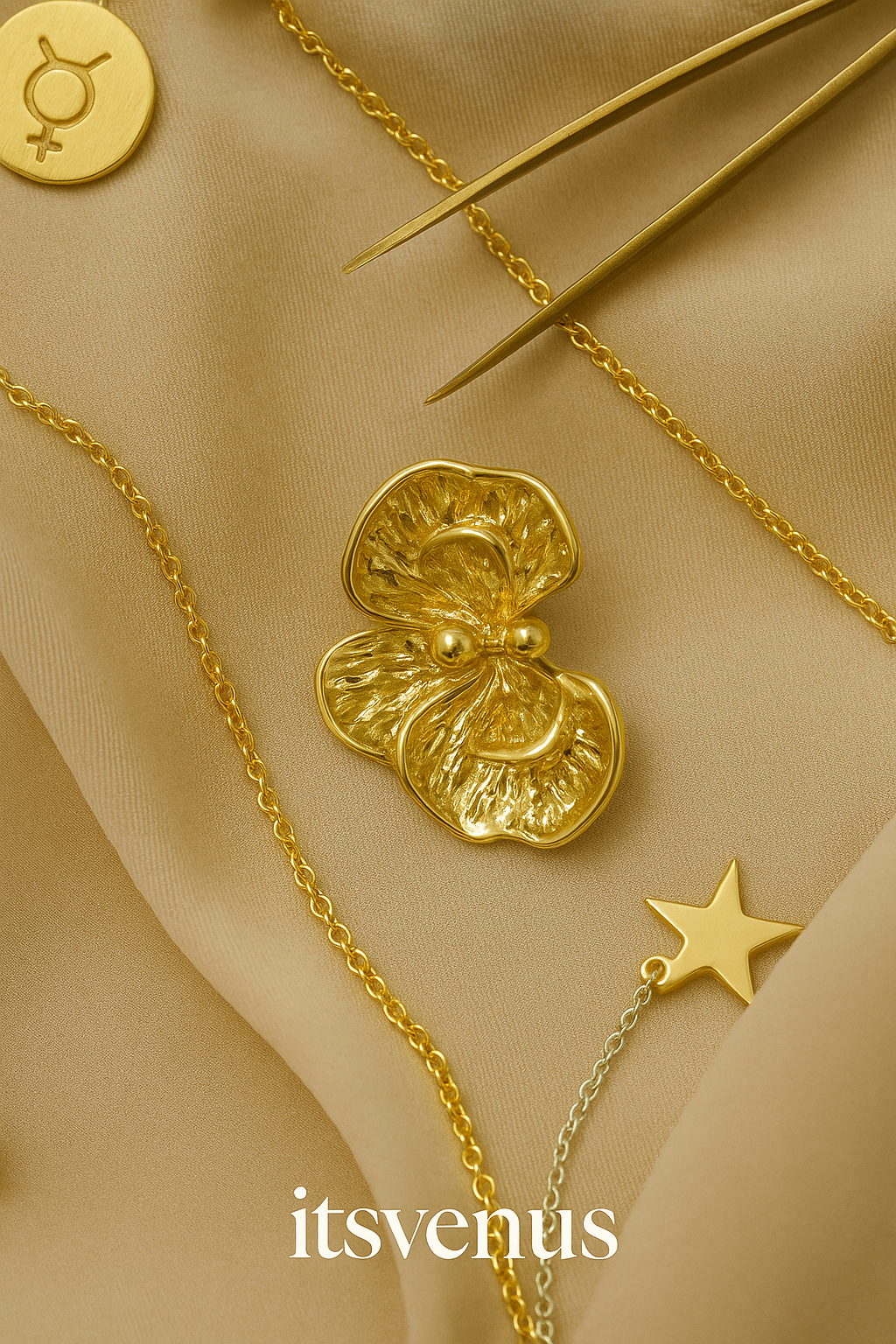 Golden  Orchid Bloom Studs