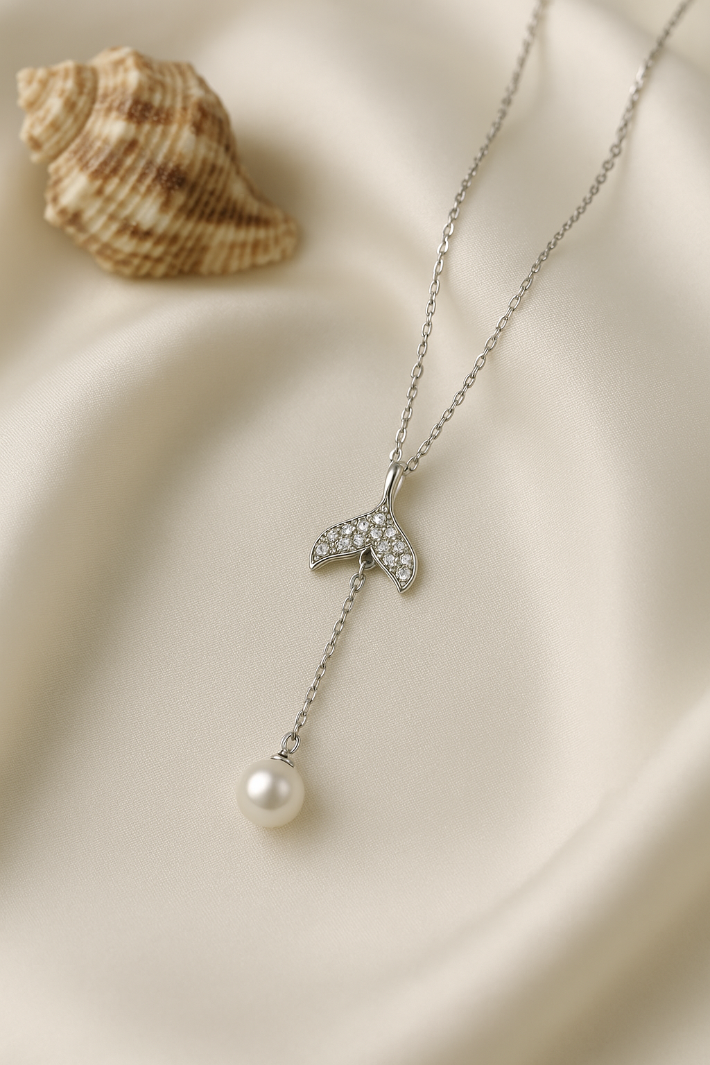 Celeste Whale Tail Necklace – Sterling Elegance Edition