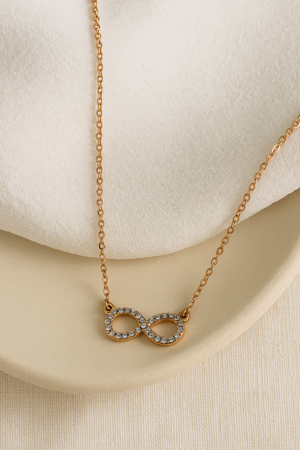 Infinity Sparkle Necklace Delicate Gold Chain with Stone-Studded Infinity Pendant