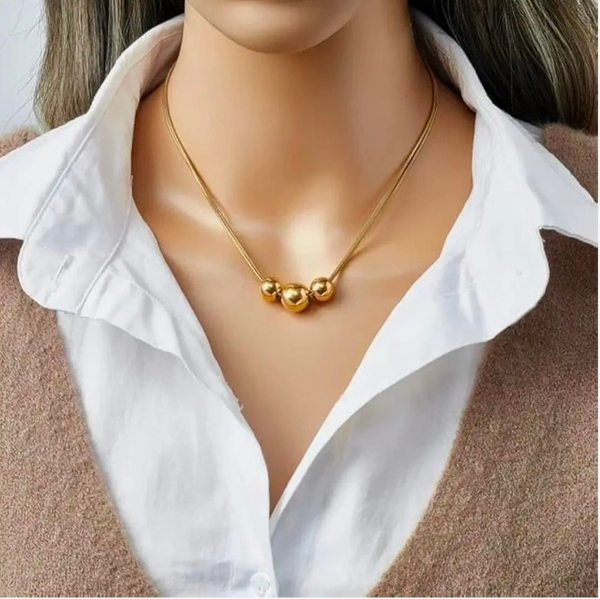 Triple Bold Sphare Luxe Necklace