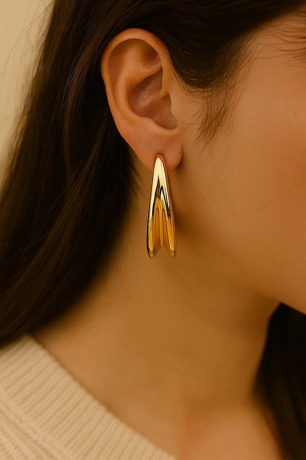 Golden Oval Huggie Hoops