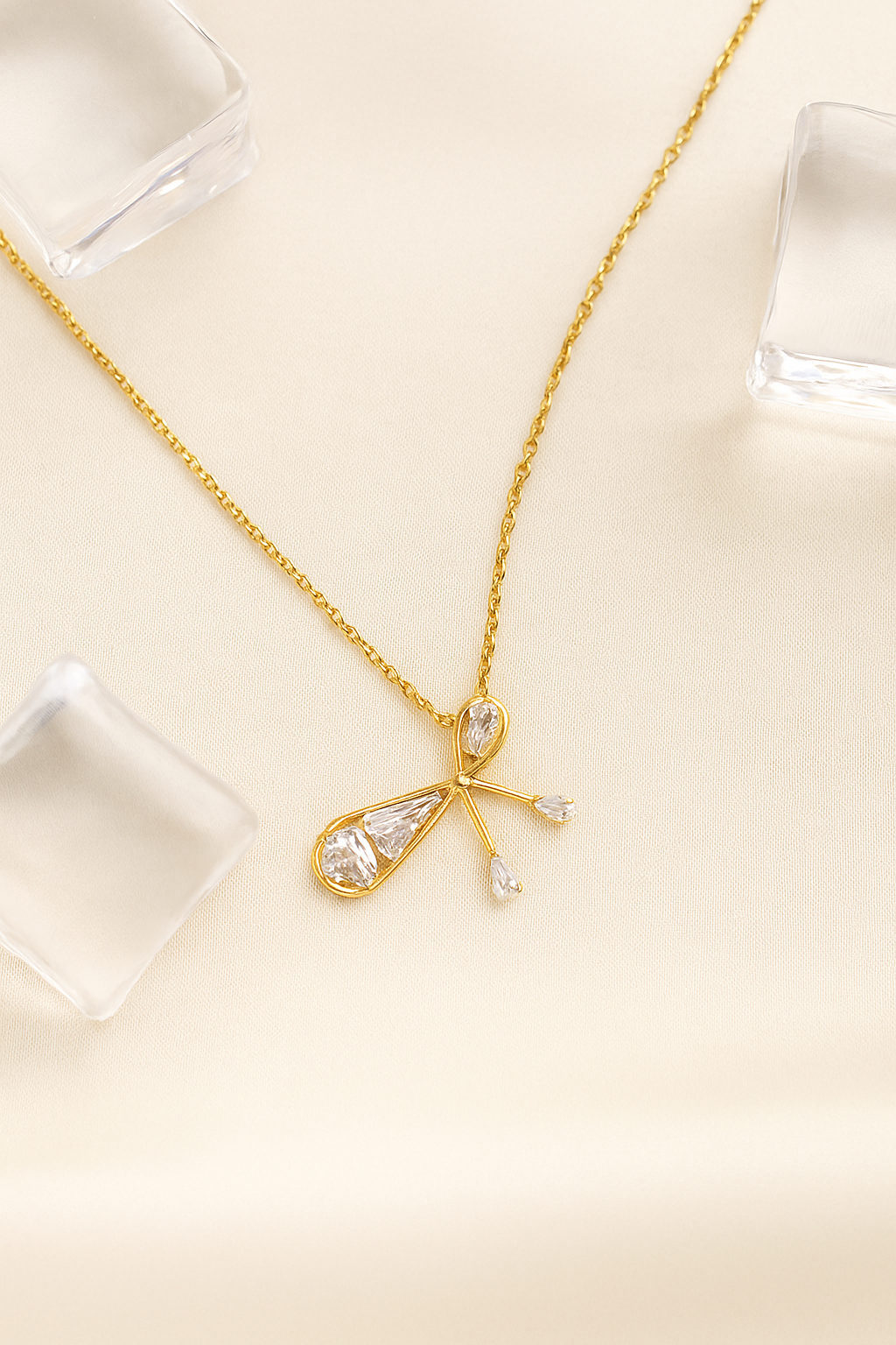 Cascade Crystal Necklace – CZ Cluster Pendant