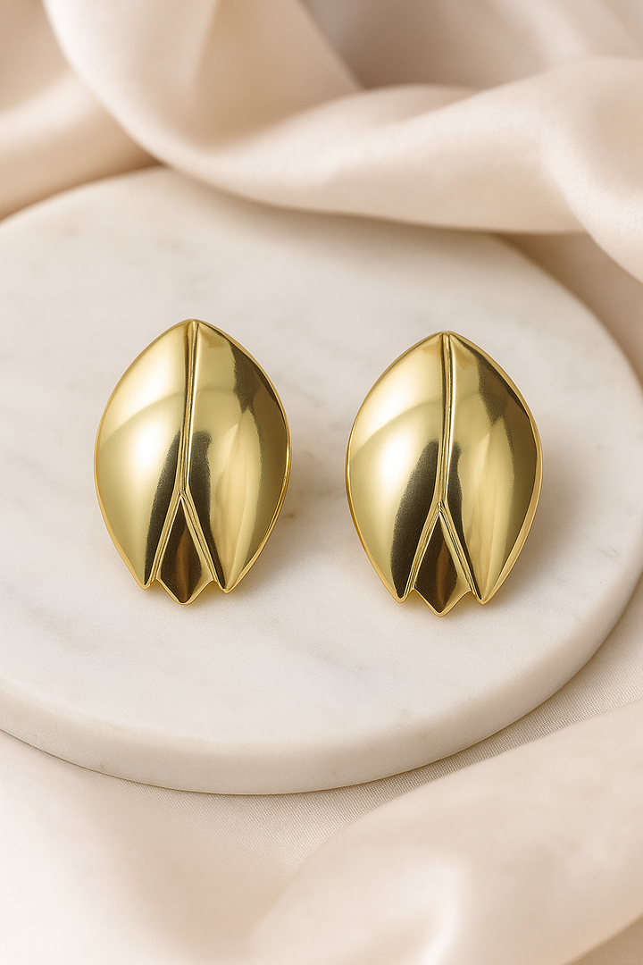 Zyra Sculpted leaf Studs