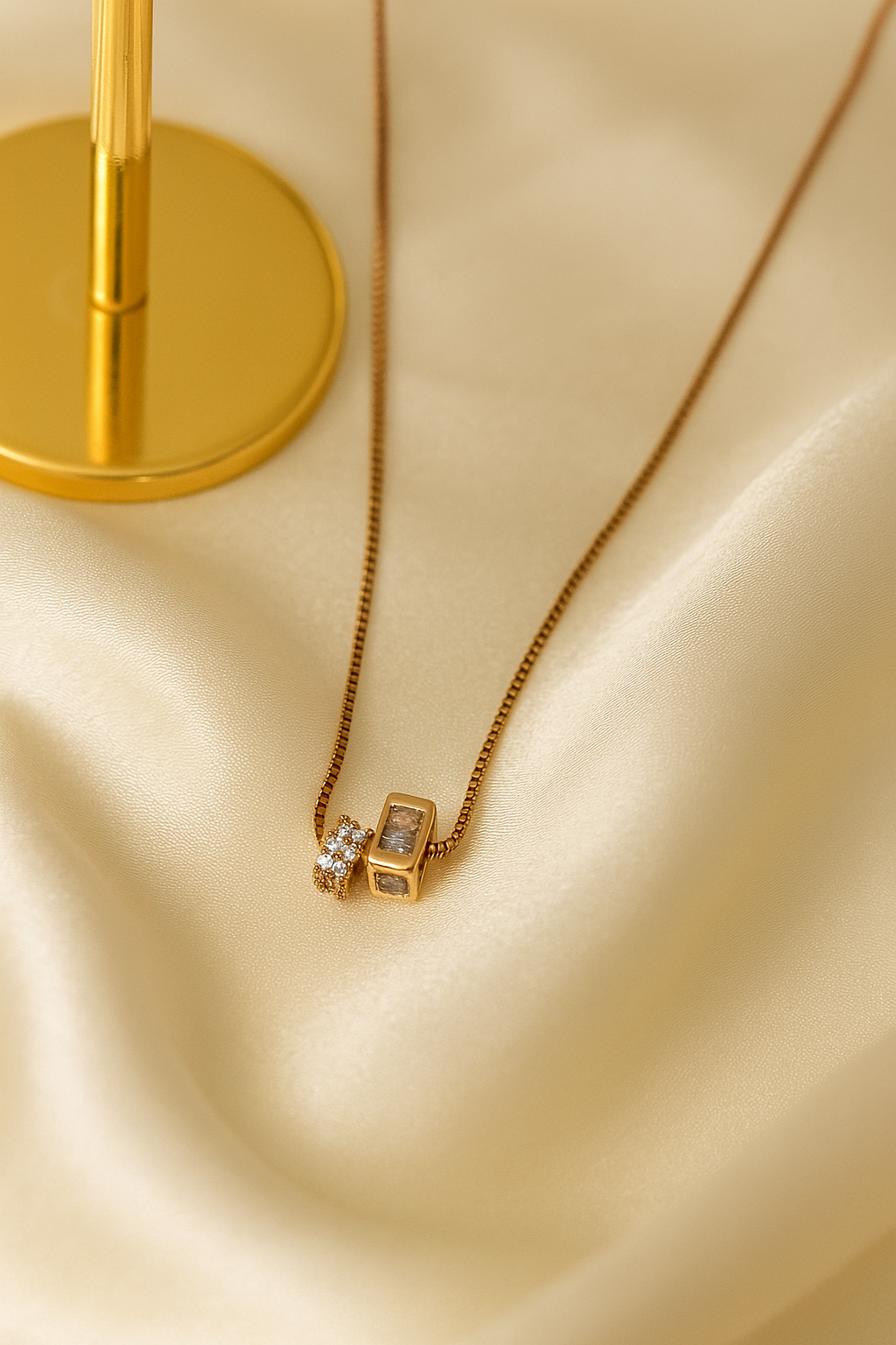 Minimal Dual Charm Pendant Clear Crystal & Micro-Pavé CZ Charms