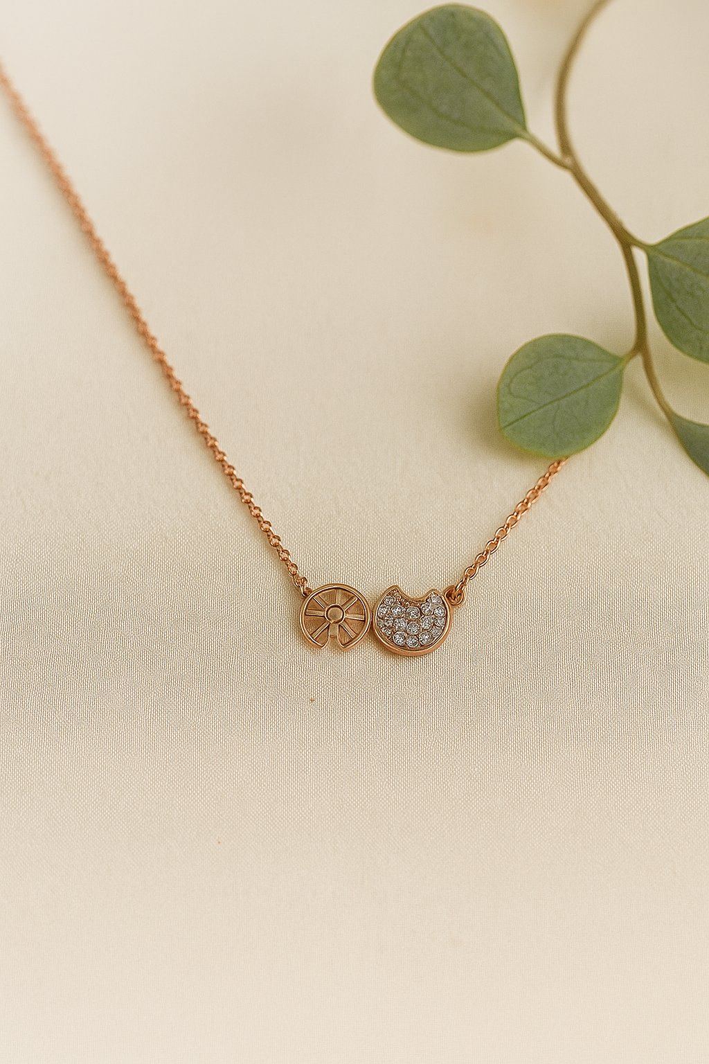 Bloom & Bling Charm Necklace Twin Charm Floral Pendant with CZ Accents