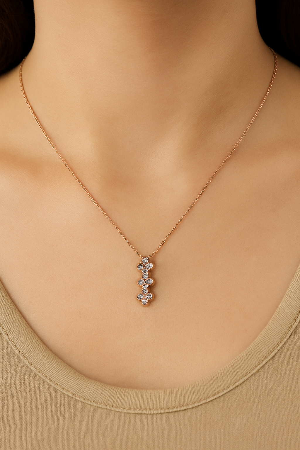 Flora Drape Necklace – CZ Blossom Cluster Pendant