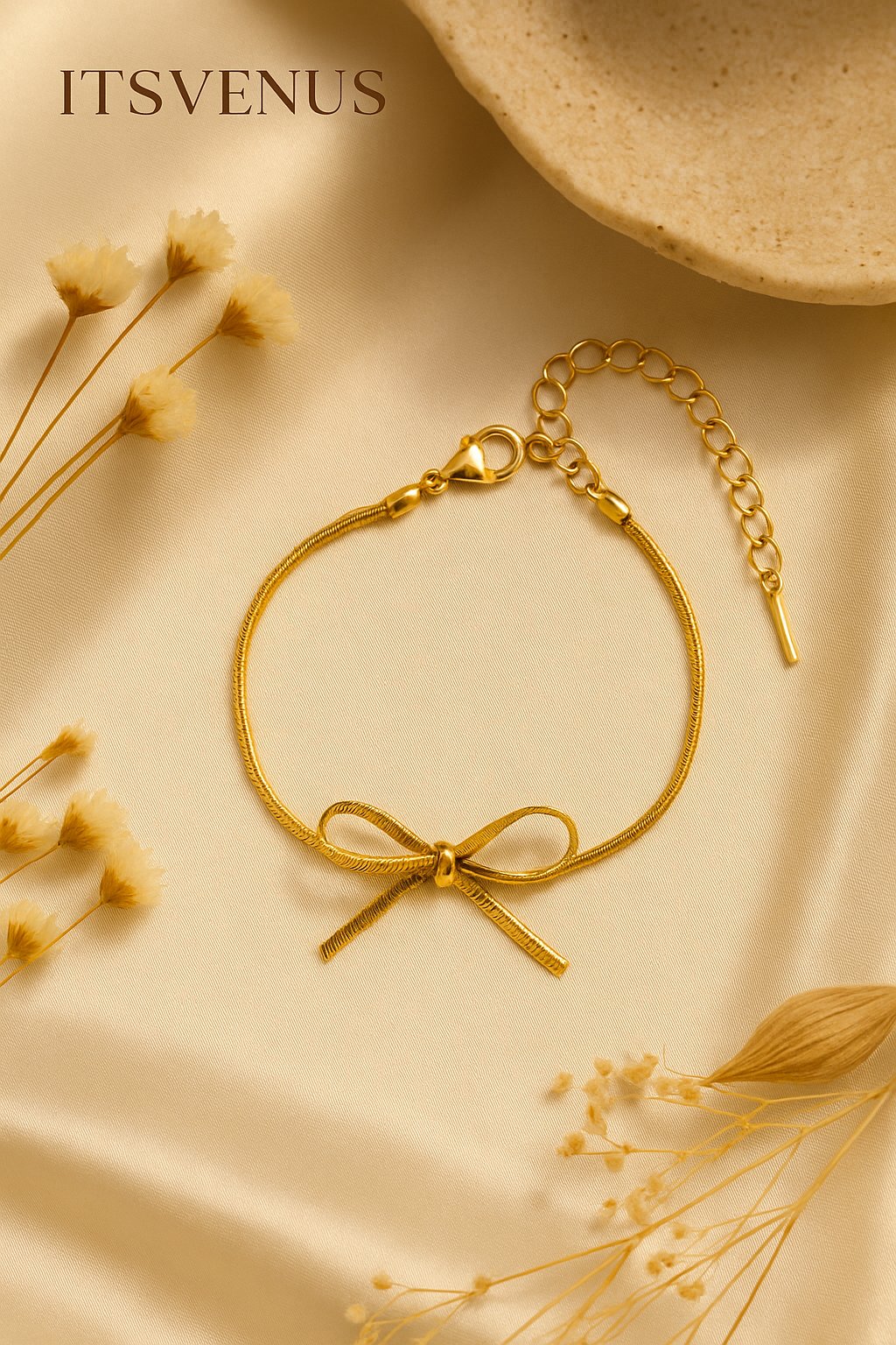 18K Gold-Plated Bow Tie Bracelet | Anti-Tarnish Feminine Charm