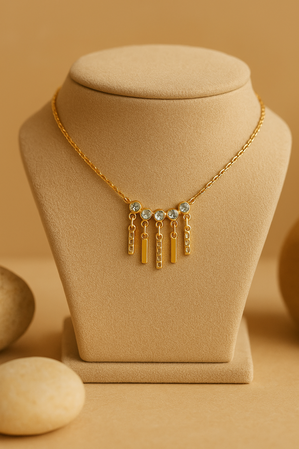 Leaf Drop Floral Arc Necklace CZ & Pearl-Leaf Rose Gold Pendant