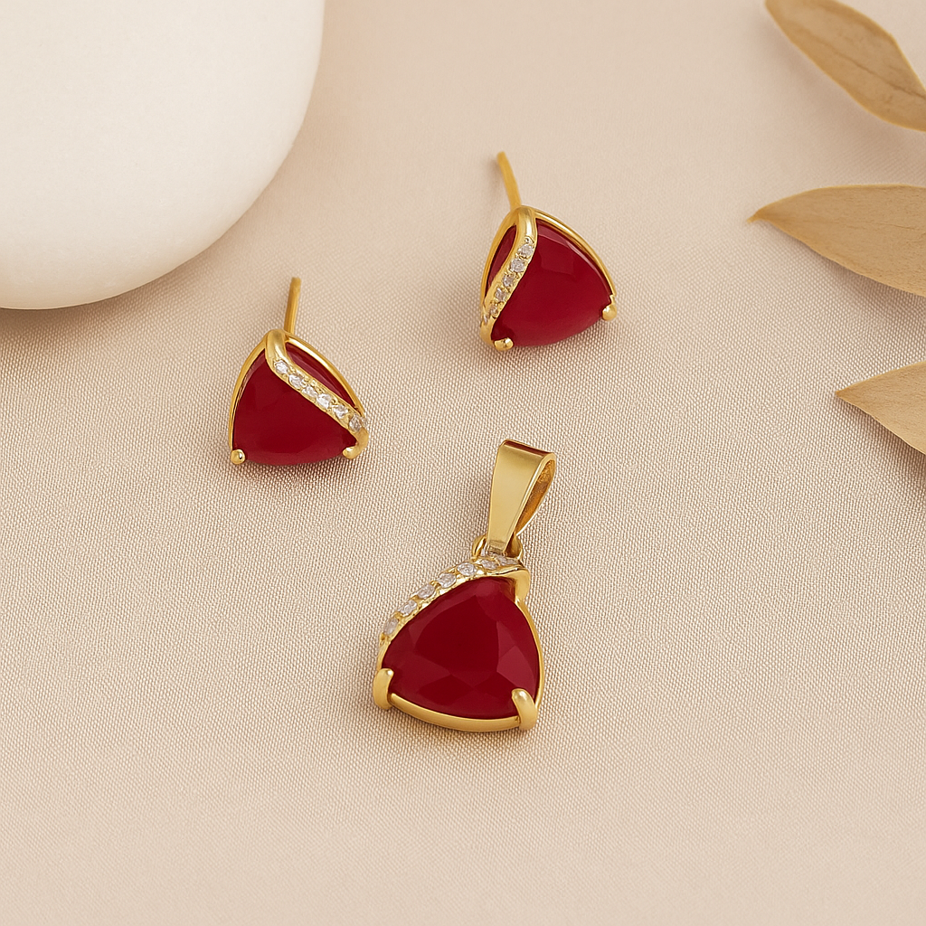 Scarlet Glint Pendent Set