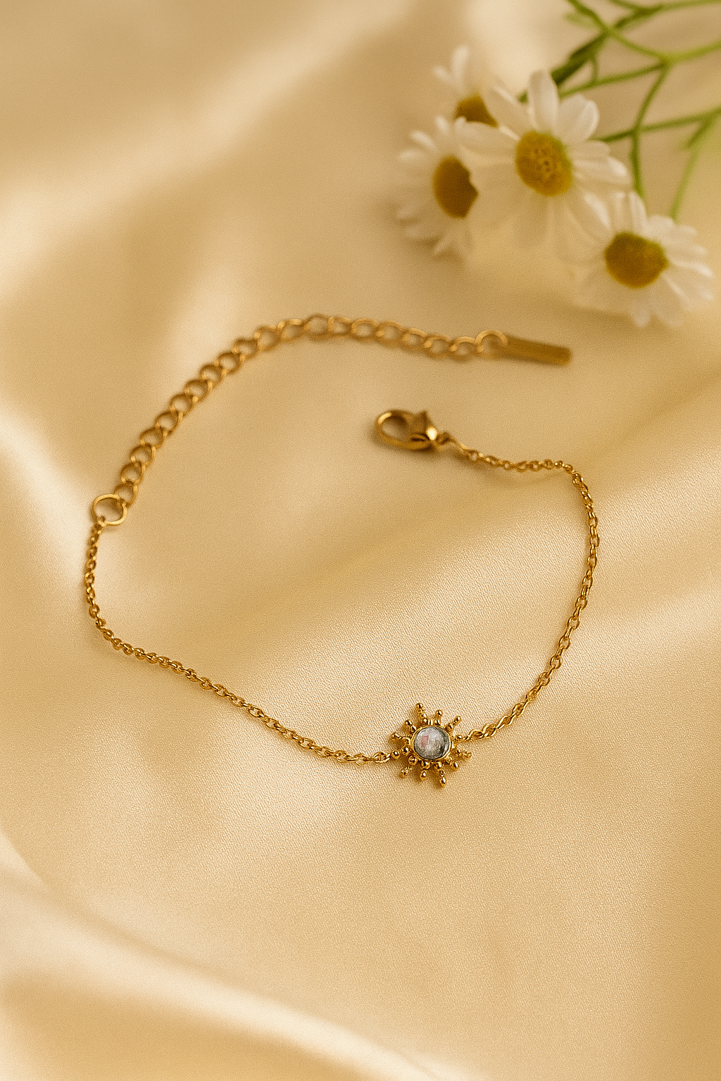 18K Gold-Plated Sunstone Charm Bracelet | Anti-Tarnish Radiance