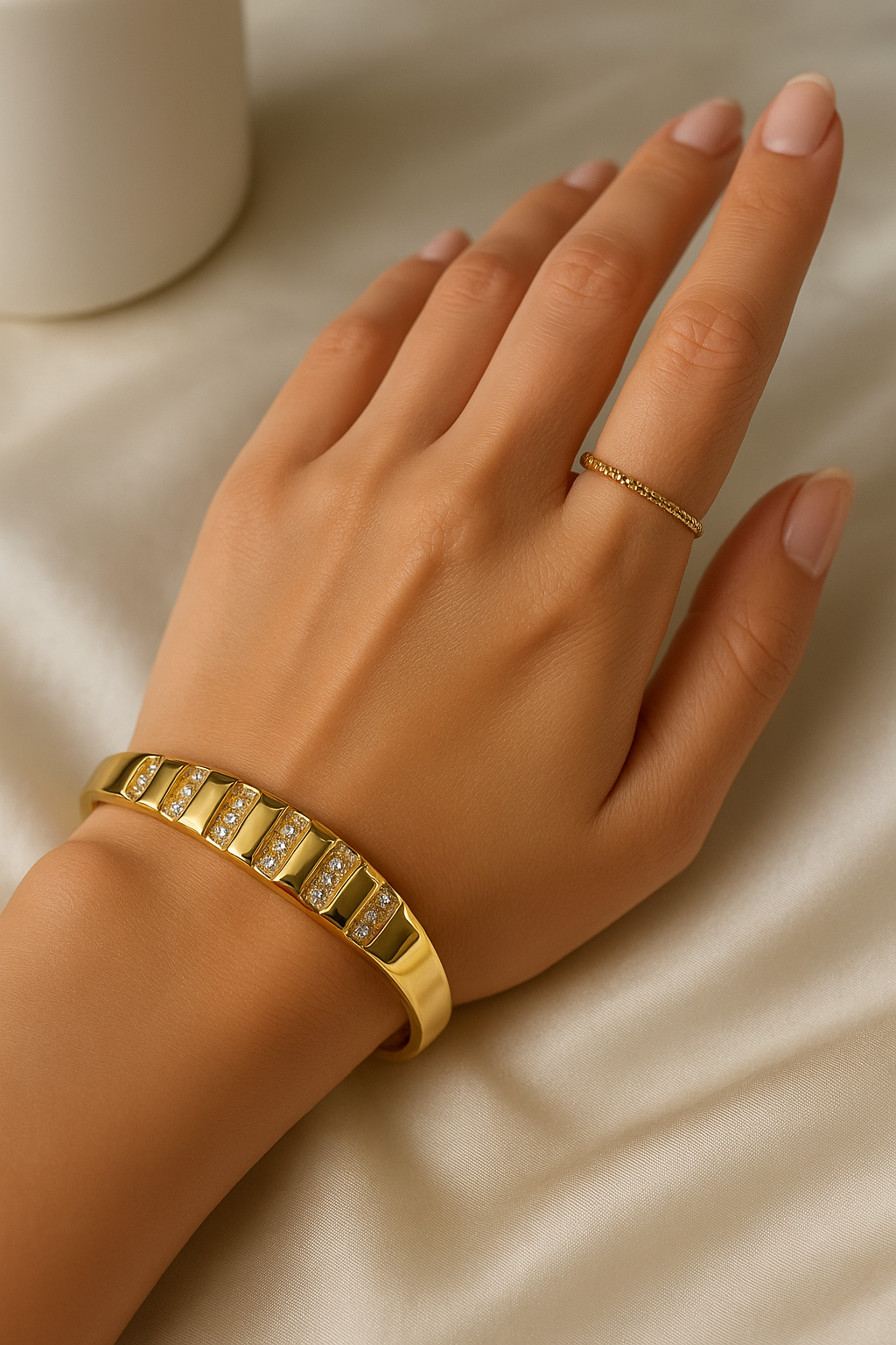 18K Gold-Plated Luxe Panel Bangle | Anti-Tarnish Designer Finish
