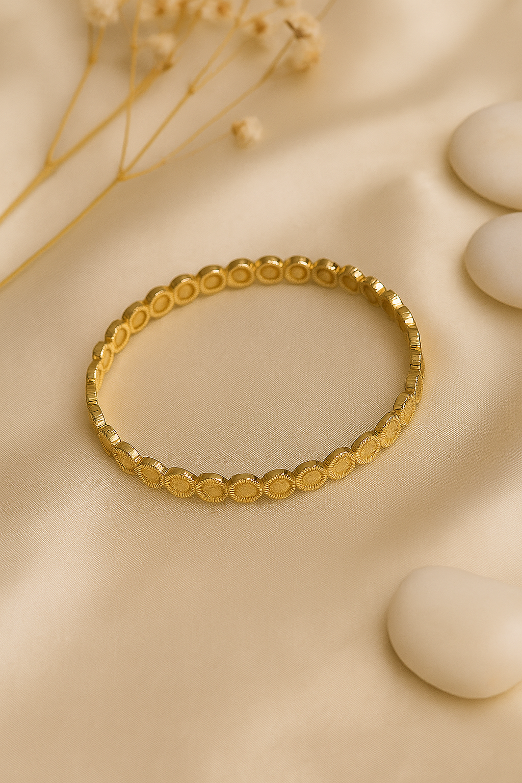 18K Gold-Plated Floral Halo Crystal Bangle | Anti-Tarnish Sparkle Edit