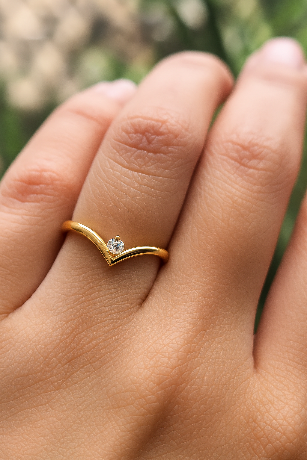 Aurra V-Solitaire Ring – Size 8