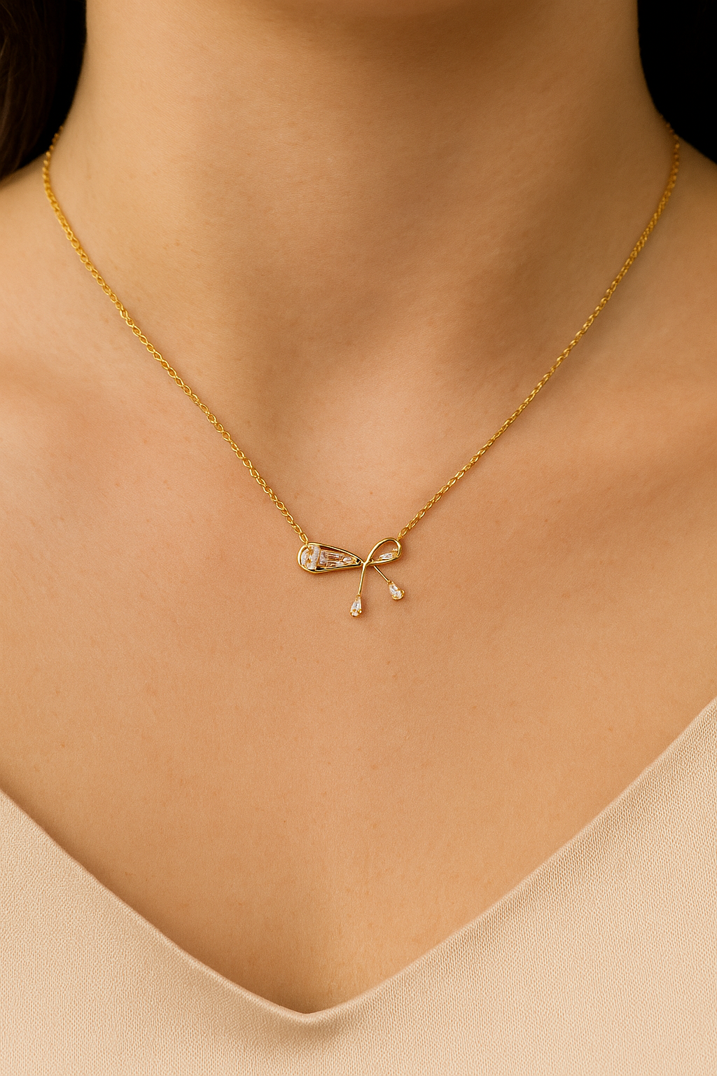 Cascade Crystal Necklace – CZ Cluster Pendant