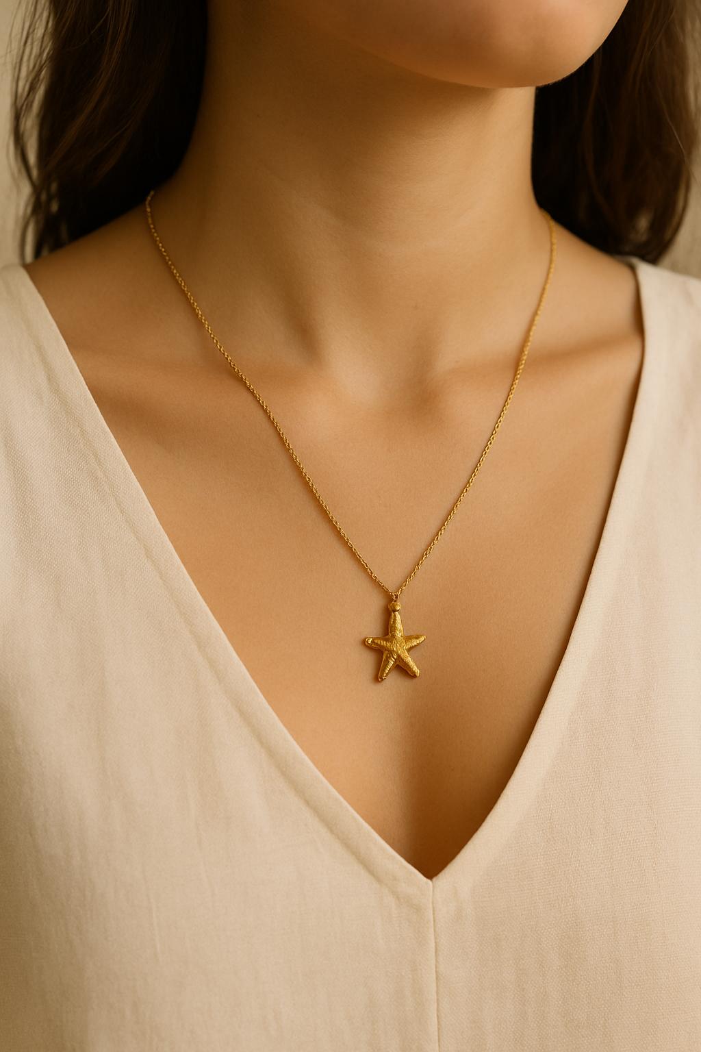 Golden Shore Star Fish Necklace