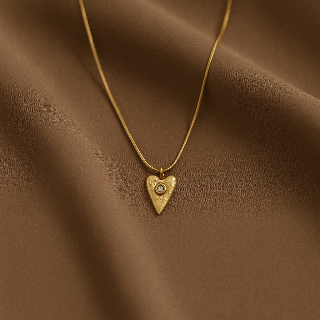 Sculpted Heart Charm Necklace