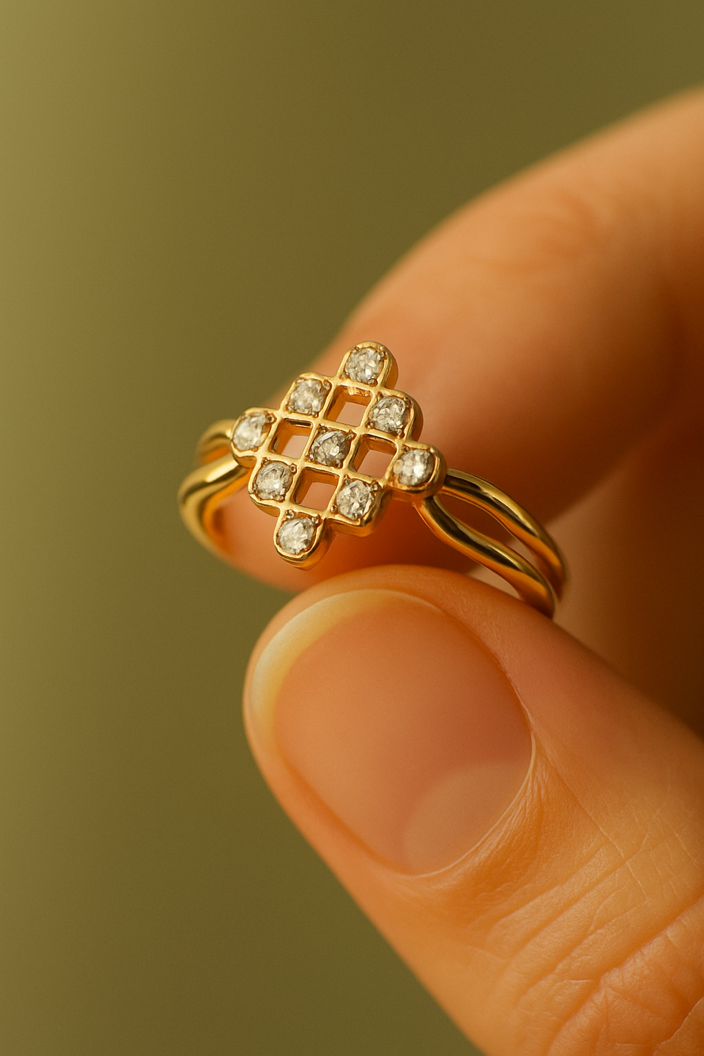 Grid Crystal Statement Ring