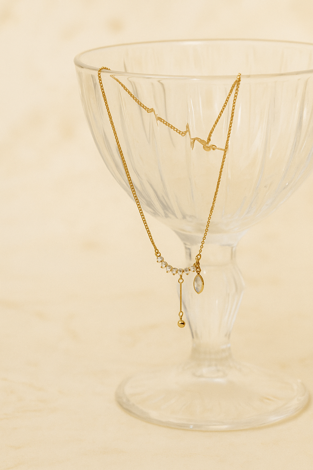 Leaf Drop Floral Arc Necklace CZ & Pearl-Leaf Rose Gold Pendant