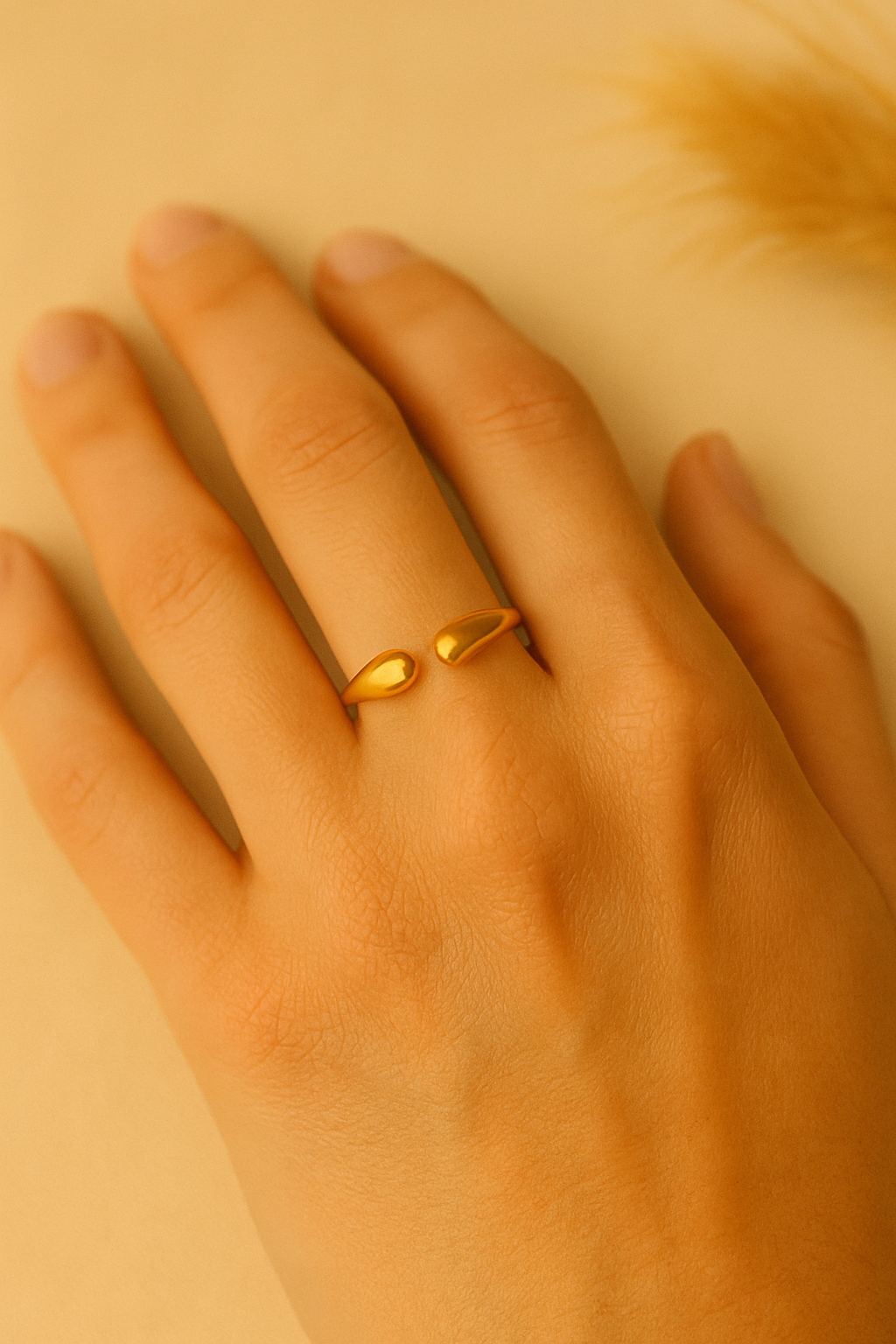 Dual Teardrop Open Ring