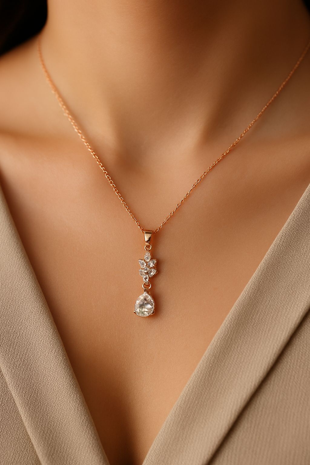 Crystal Bloom Teardrop Pendant